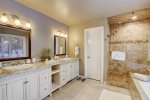Master Bathroom Double Vanity Features Bath and Shower